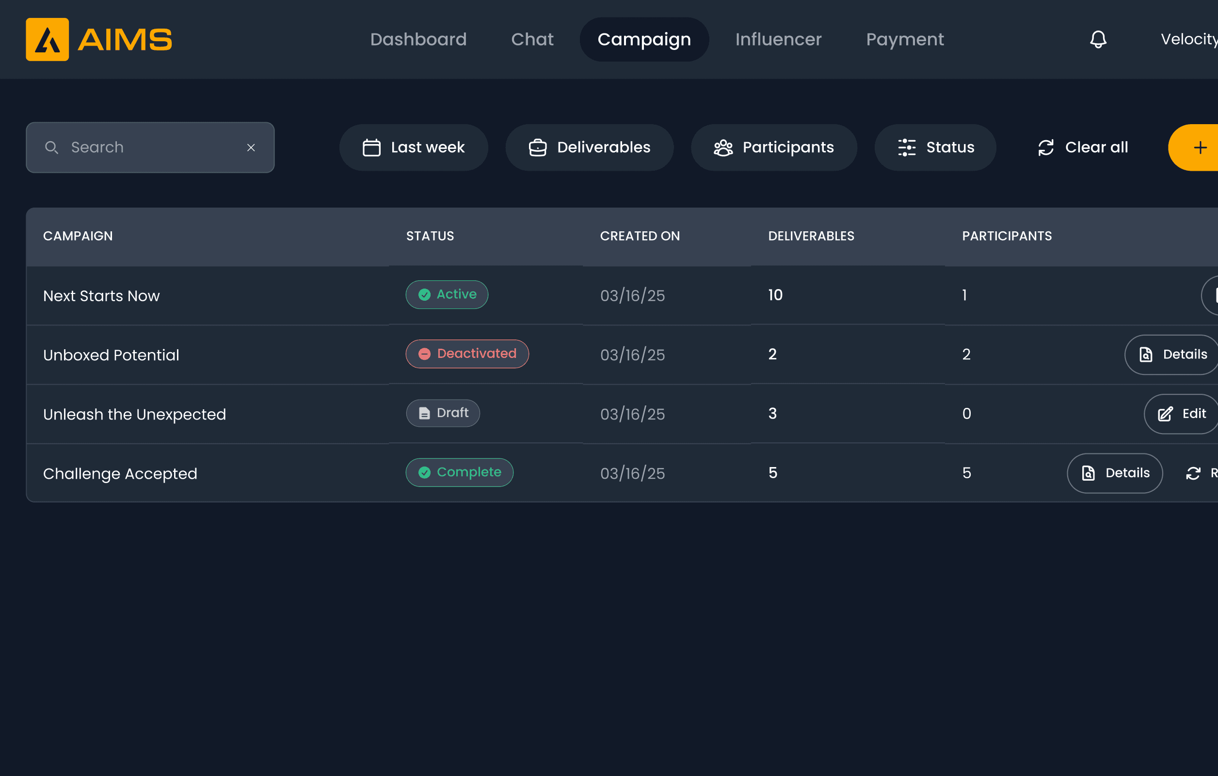 Campaign Management screenshot